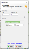 Auto Dividend Dialog Auto Dividend Dialog